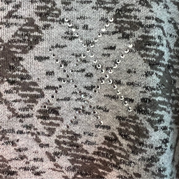 Sweater-CHARTER CLUB Grey with Shiny Embellishments cardigan long sleeves Large - Picture 8 of 10